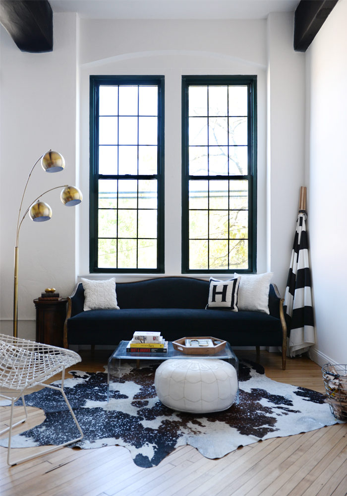 black + white loft living